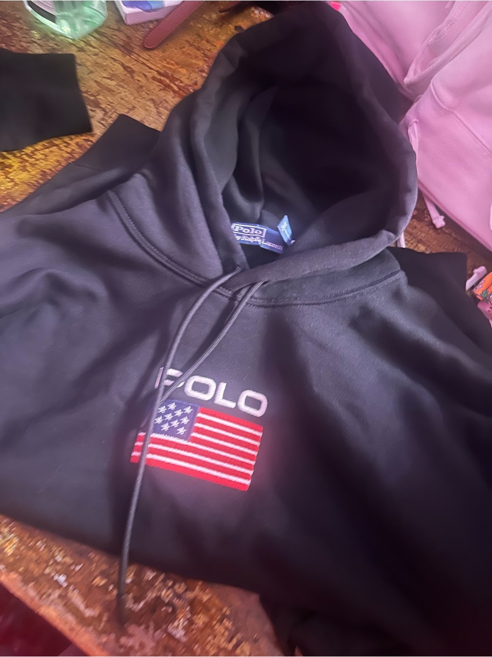 Polo Ralph Lauren black Flag Hoodie - Picture 2 of 5